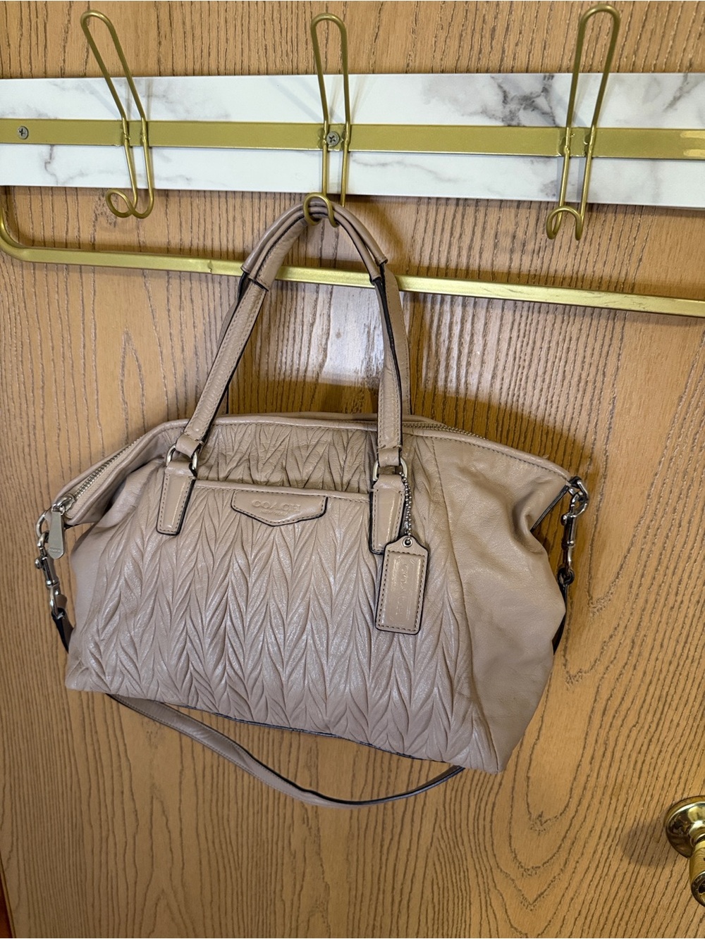 Coach Madison Gathered Leather Sophia Satchel Taupe Beige F29284 Shoulder Bag